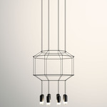 Wireflow Octagonal Pendant - Black / Pressed Glass