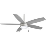 Airetor Ceiling Fan with Light - Brushed Nickel / Silver / Frosted White