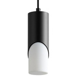 Ellipse Mini Pendant - Black / White Opal Glass