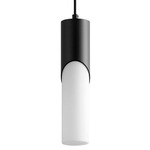 Ellipse Pendant - Black / White Opal Glass