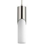 Ellipse Pendant - Polished Nickel / White Opal Glass