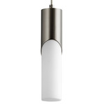 Ellipse Pendant - Satin Nickel / White Opal Glass