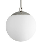 Luna Pendant - Polished Nickel / White Opal Glass