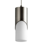 Ellipse Mini Pendant - Satin Nickel / White Opal Glass