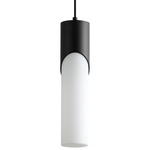 Ellipse Pendant - Black / White Opal Glass