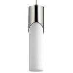 Ellipse Pendant - Polished Nickel / White Opal Glass