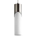 Ellipse Pendant - Satin Nickel / White Opal Glass