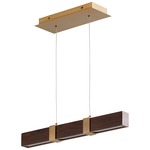 Decca Linear Pendant - Aged Brass / Walnut / Matte White Acrylic