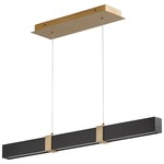 Decca Linear Pendant - Aged Brass / Black Oak / Matte White Acrylic