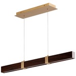 Decca Linear Pendant - Aged Brass / Walnut / Matte White Acrylic