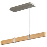 Decca Linear Pendant - Satin Nickel / White Oak / Matte White Acrylic