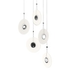 Meclisse Multi-Light Pendant - Polished Chrome / Etched Ribbed Glass
