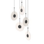 Meclisse Multi-Light Pendant - Satin Black / Etched Ribbed Glass