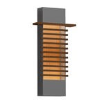 Kengo Outdoor Wall Sconce - Textured Gray / Teak Wood