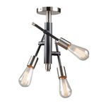 Truro Semi Flush Ceiling Light - Brushed Nickel / Satin Black