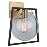 Bridegtown Wall Sconce - Black / Harvest Brass / Clear
