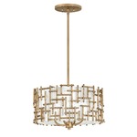 Farrah Drum Rod Pendant - Burnished Gold / White Linen