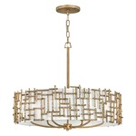 Farrah Drum Chain Pendant - Burnished Gold / White Linen