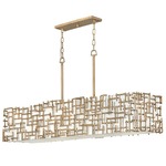 Farrah Linear Chandelier - Burnished Gold / White Linen