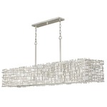 Farrah Linear Chandelier - Silver Leaf / White Linen