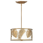 Botanica Drum Pendant - Burnished Gold / White Linen