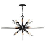 Ariel Linear Chandelier - Black Chrome / Crystal