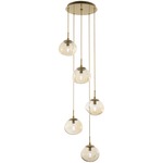 Nova Round Multi Light Pendant - Gilded Brass / Amber