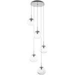 Nova Round Multi Light Pendant - Metallic Beige Silver / Clear