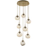 Nova Round Multi Light Pendant - Gilded Brass / Amber