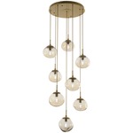 Nova Round Multi Light Pendant - Gilded Brass / Amber