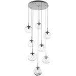 Nova Round Multi Light Pendant - Beige Silver / Clear