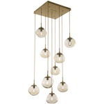 Nova Square Multi Light Pendant - Gilded Brass / Amber