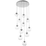 Nova Round Multi Light Pendant - Beige Silver / Clear
