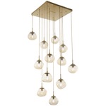 Nova Square Multi Light Pendant - Gilded Brass / Amber