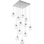 Nova Square Multi Light Pendant - Metallic Beige Silver / Clear