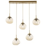 Nova Linear Multi Light Pendant - Gilded Brass / Amber