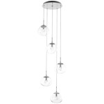 Nova Gem Round Multi Light Pendant - Beige Silver / Clear Zircon