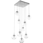 Nova Gem Square Multi Light Pendant - Beige Silver / Clear Floret