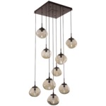 Nova Gem Square Multi Light Pendant - Flat Bronze / Bronze Geo