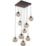 Nova Gem Square Multi Light Pendant - Flat Bronze / Bronze Geo