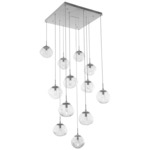 Nova Gem Square Multi Light Pendant - Metallic Beige Silver / Clear Geo