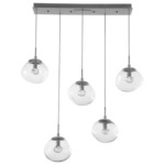 Nova Gem Linear Multi Light Pendant - Metallic Beige Silver / Clear Floret