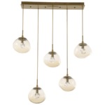 Nova Gem Linear Multi Light Pendant - Gilded Brass / Amber Zircon
