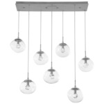 Nova Gem Linear Multi Light Pendant - Beige Silver / Clear Zircon