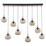 Nova Gem Linear Multi Light Pendant - Flat Bronze / Bronze Floret