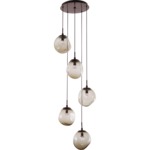 Aster Gem Round Multi Light Pendant - Flat Bronze / Bronze Floret