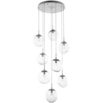 Aster Gem Round Multi Light Pendant - Metallic Beige Silver / Clear Geo