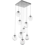 Aster Gem Square Multi Light Pendant - Beige Silver / Clear Zircon