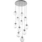 Aster Gem Round Multi Light Pendant - Metallic Beige Silver / Clear Geo