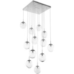 Aster Gem Square Multi Light Pendant - Metallic Beige Silver / Clear Floret